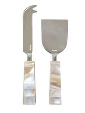 NEW - ANNA Stainless Steel Cheese Knives with Mother of Pearl handles (set of 2)